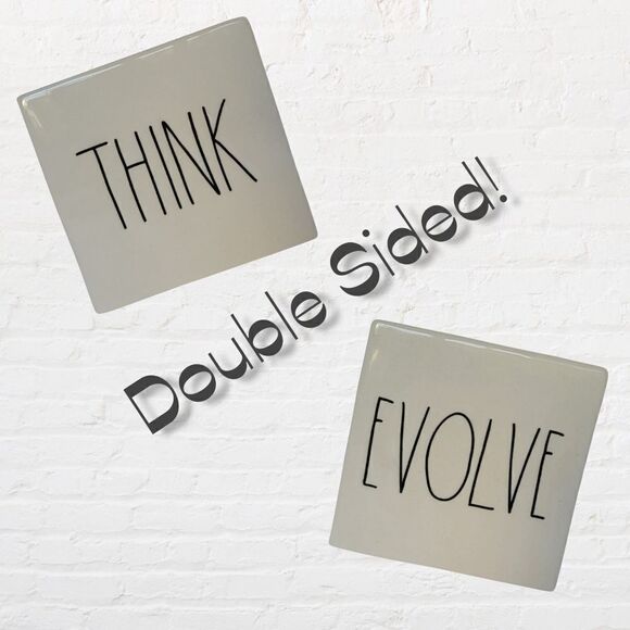 Rae Dunn Double Sided Think Evolve Block - Picture 1 of 9